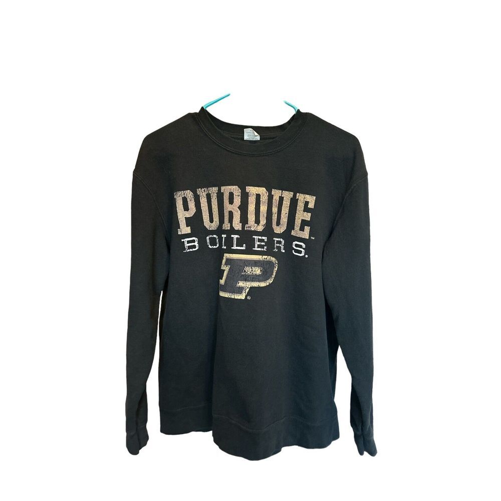 Vintage Purdue Boilermakers Men's L Black Crewneck Sweatshirt Y2K